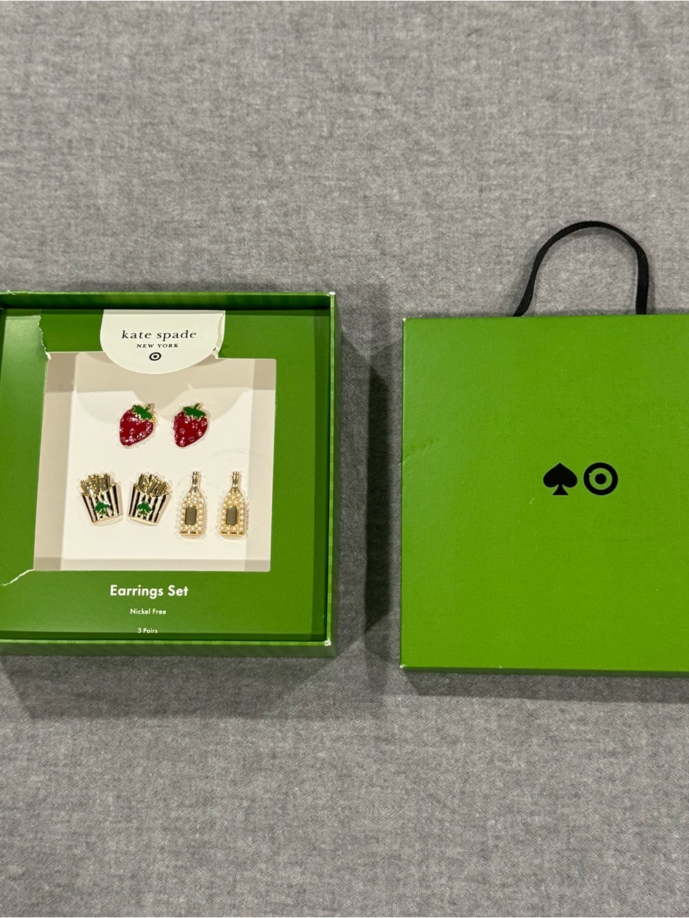 NIB Kate Spade x Target Earring Set - Strawberry, Fries & Champagne - Picture 5 of 8